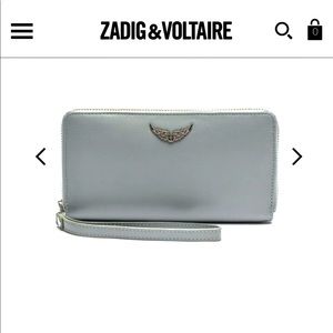 Zadig et Voltaire Leather Compagnon Wristlet Wallet Silver